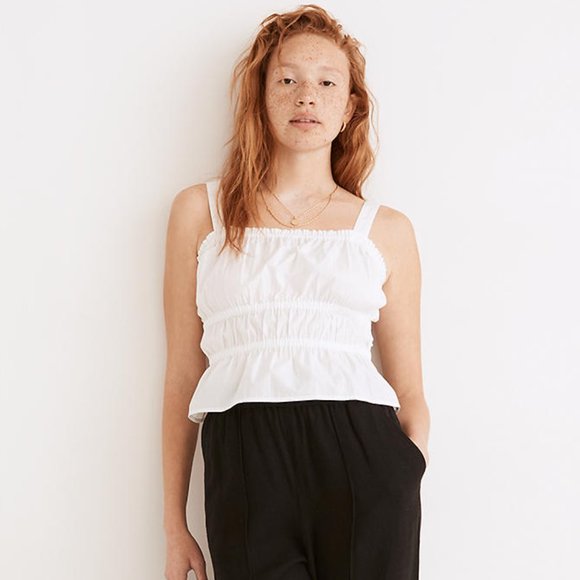 Madewell Poplin Sophia Peplum Tank - Picture 1 of 9